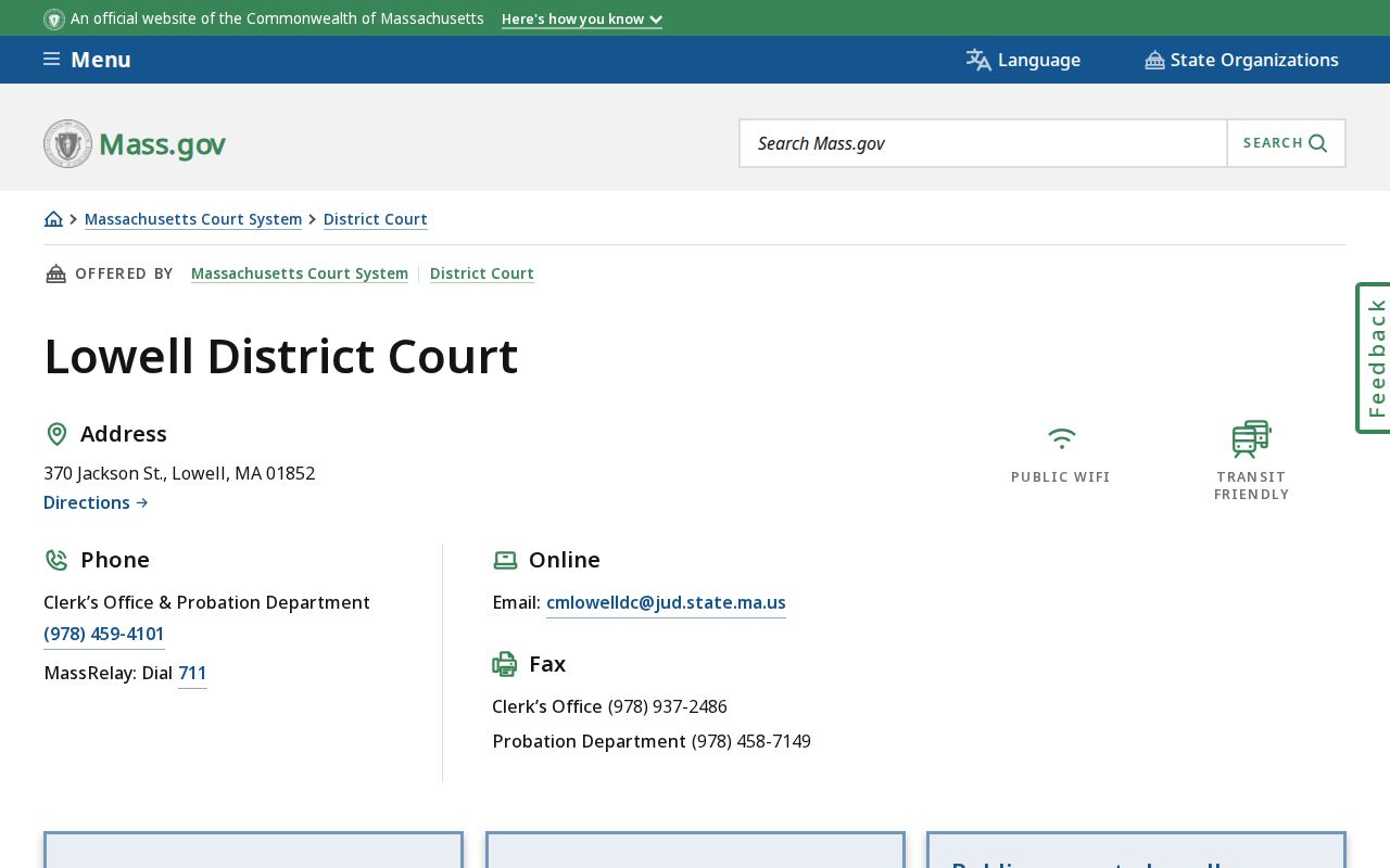 Billerica resident lookup Lowell District Court location