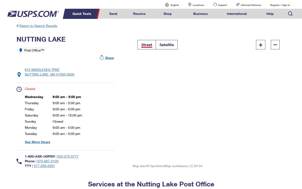 Billerica ZIP code 01865 Nutting Lake USPS facility