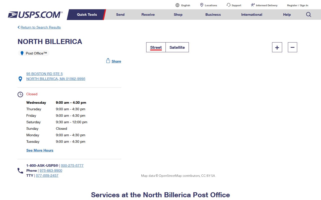 Billerica ZIP code 01862 North Billerica post office